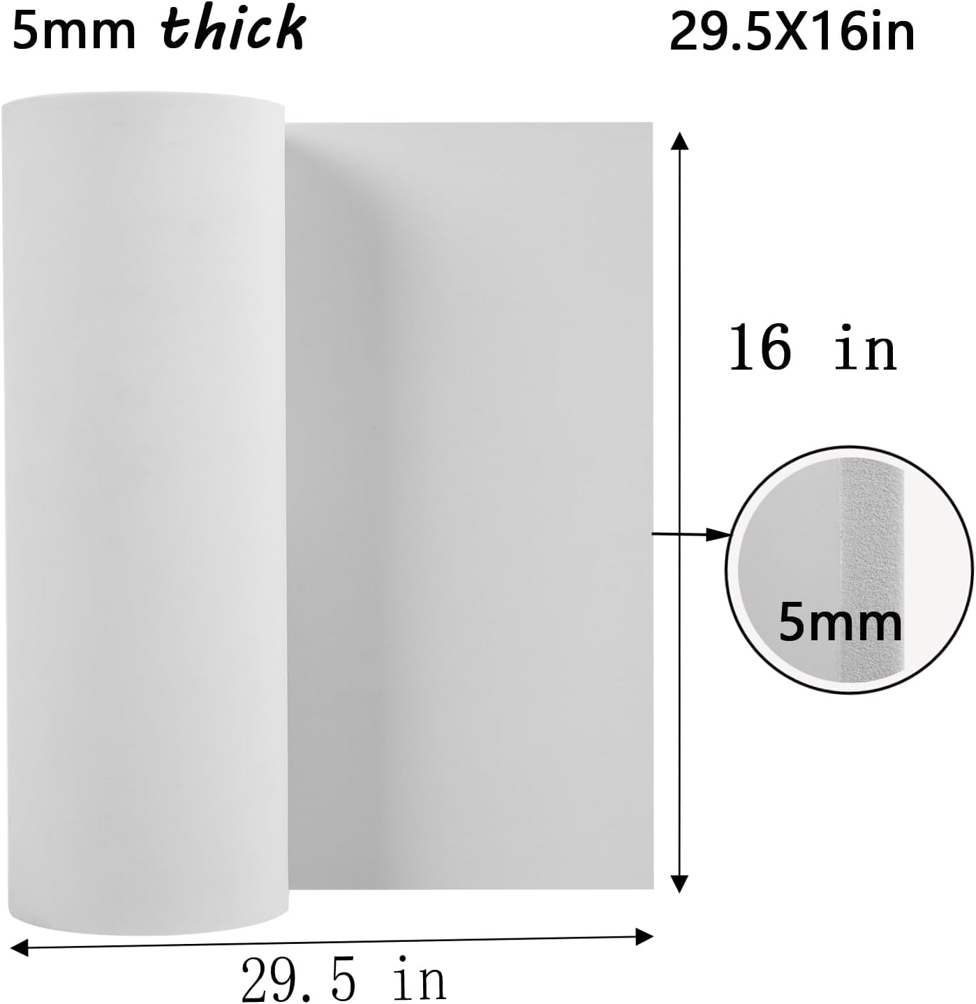 AMZQNART EVA Foam 5mm, Cosplay Foam 16x29.5 inch White,High Density 90 kg/m³, for Craft Projects Cosplay Costumes, Fake Weapons, Decorations, Christmas, Easter, Thanksgiving, etc.