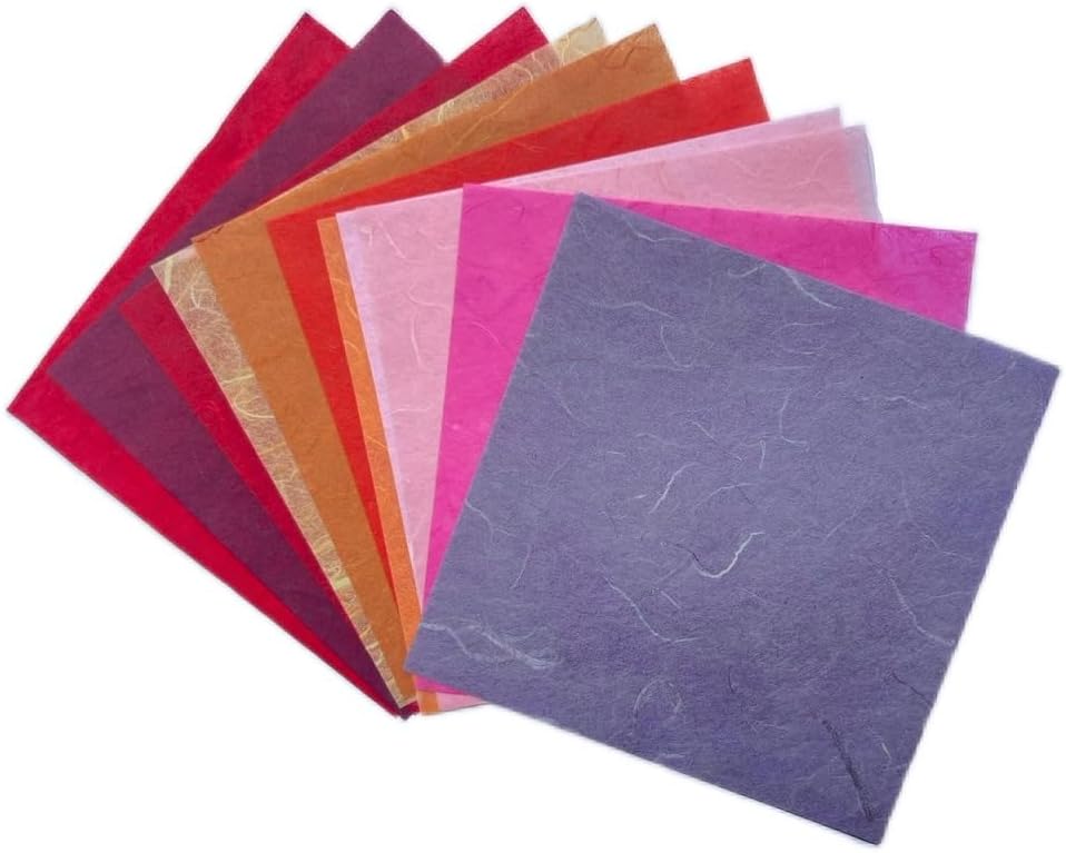 4" x 4" 50 Designs 50 Sheets Natural Fiber Tamarind Leaves,Banana Bark Mulberry Paper Sheets Art Tissue Washi Paper Design Craft Art Origami Suppliers Card Making (Mixed Colors,Tamarind Leaves etc.)