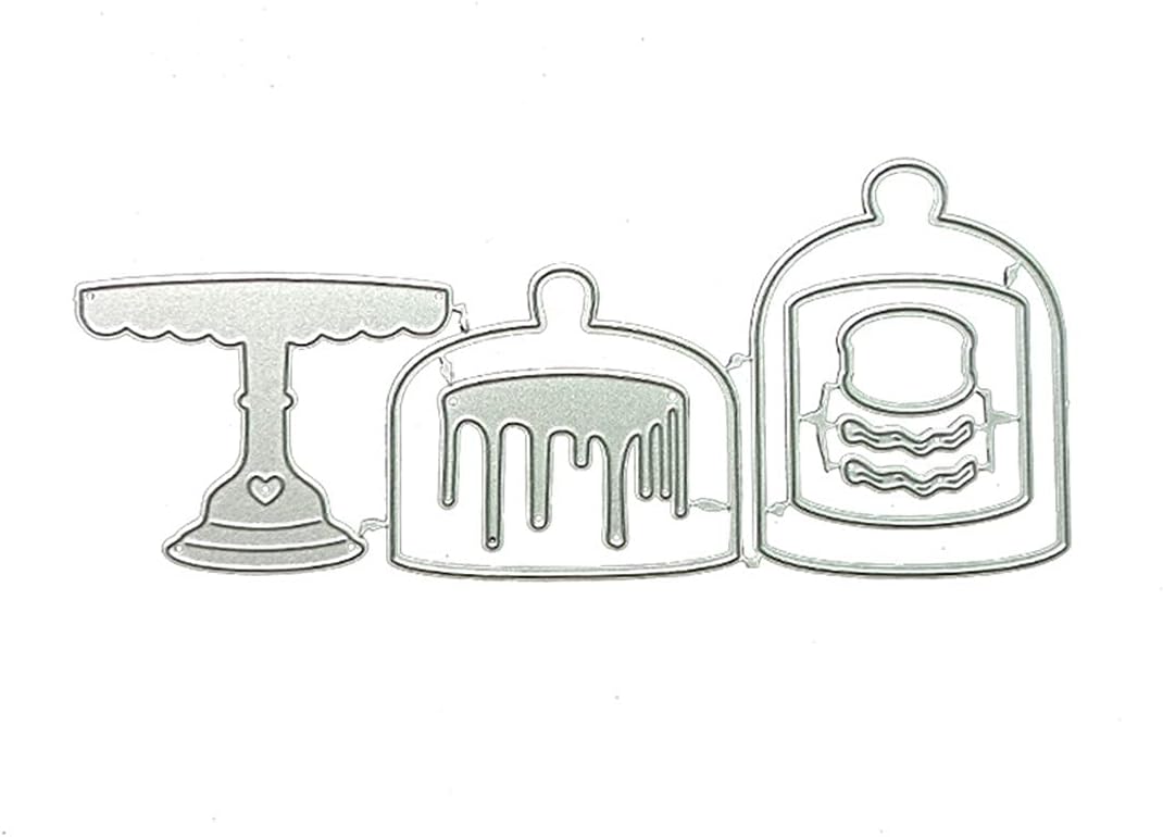 Mvchifay Cutting Dies Happy Birthday Holiday Thanks Greetings Metal Stencils Scrapbooking Tool Love Heart DIY Carbon Steel Embossing Template for Paper Card Making (Cake-7.4x17.2cm)