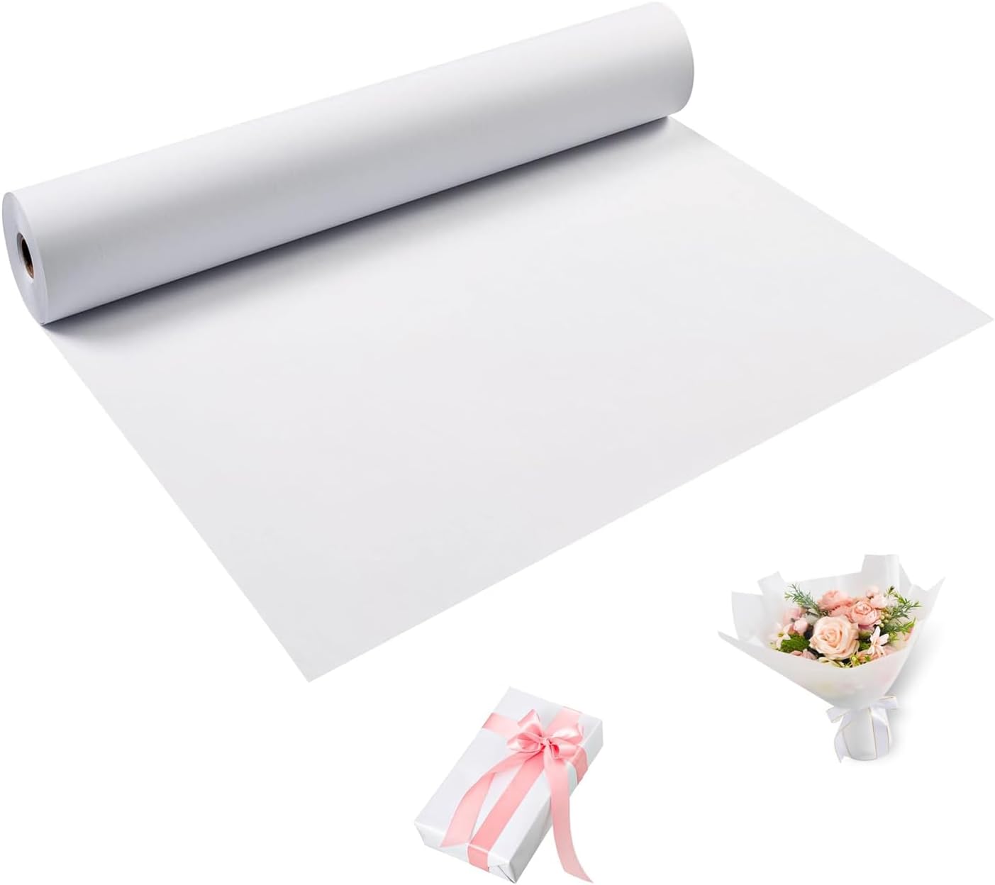 White Wrapping Paper Roll 24"x 1200" Craft Paper Roll for Drawing Painting Art Supplies, White Paper for Easel Poster Bulletin Board, Kraft Paper Roll for Packing Moving, Gift Wrapping