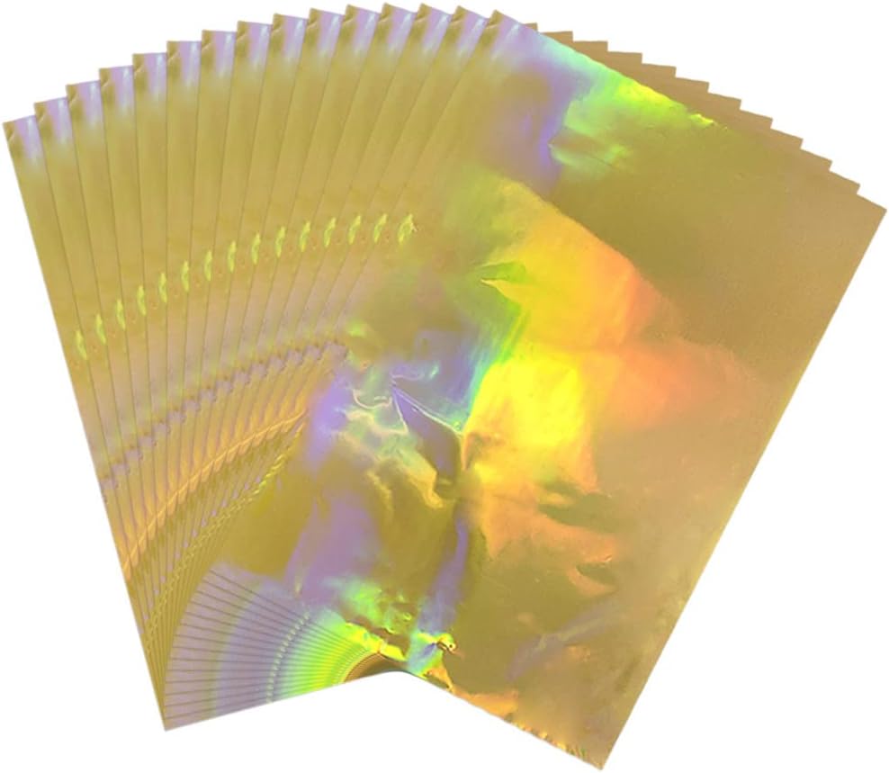 50 Sheets Toner Reactive Foil Sheet for Crafts Paper Heat Transfer Foil Paper for Scrapbooking Hot Stamping Cardstock DIY Crafts Arts Supplies Accessories 7.9 x 11.4inch-Laser Gold