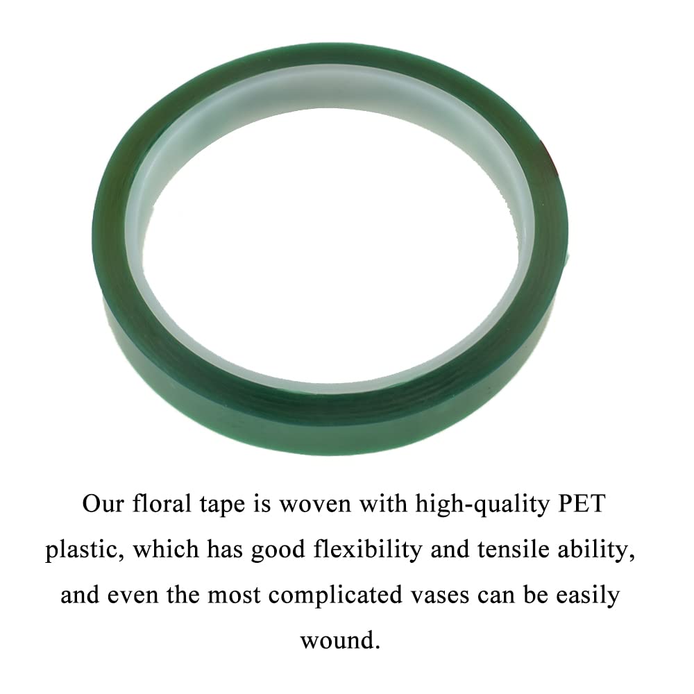 HAHIYO Clear Green 0.5Inch (217Feet/72Yard Total) 2Rolls Floral Tape Waterproof Florist Tape Flower Wrap Adhesive Waterproof Decorative Tape for Bouquet Stem Wrapping Flower Arranging Floral Craft