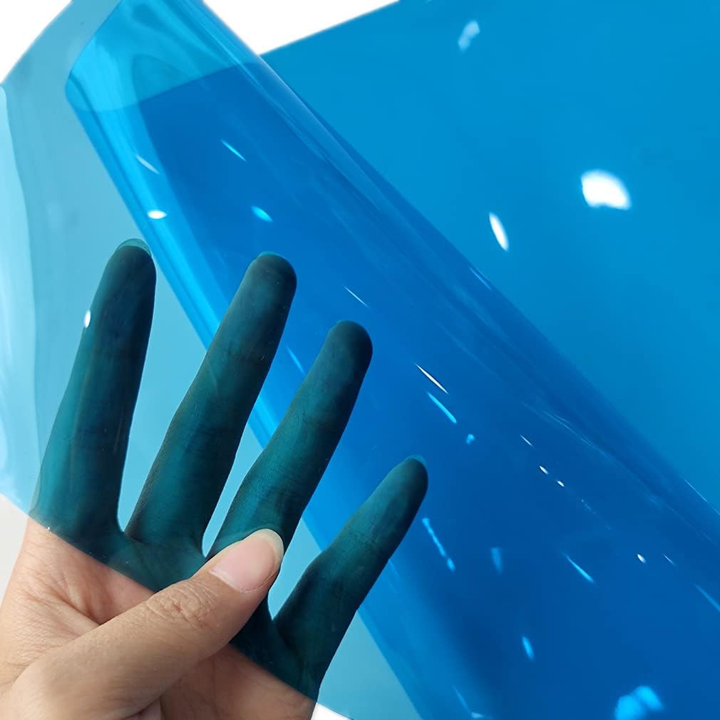 HYANG SkyBlue Transparent PVC Super Clear Holographic Vinyl Faux Leather Sheets 1 Roll 12" x 47" (30cm x 120cm) for DIY Bows Earrings Bags DIY Crafts Making