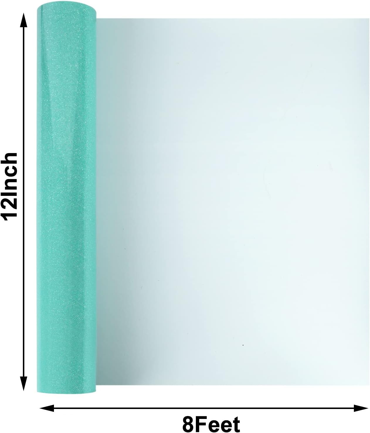 FUNKAKA Glitter Fluorescent Light Blue HTV Heat Transfer Vinyl Rolls, 12" x 8ft PU Iron on Vinyl for T-Shirts Glitter HTV Vinyl for All Cutter Machines Easy to Cut & Weed for DIY Design