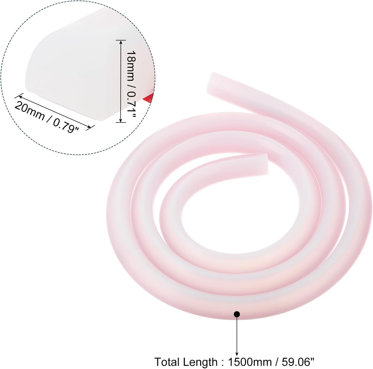 uxcell Flexible Molding Trim, 59 Inch Flexible Quarter Round Molding Silicone Peel and Stick Trim Self Adhesive Shower Water Barrier for Corner Decor Bathroom Kitchen, Transparent