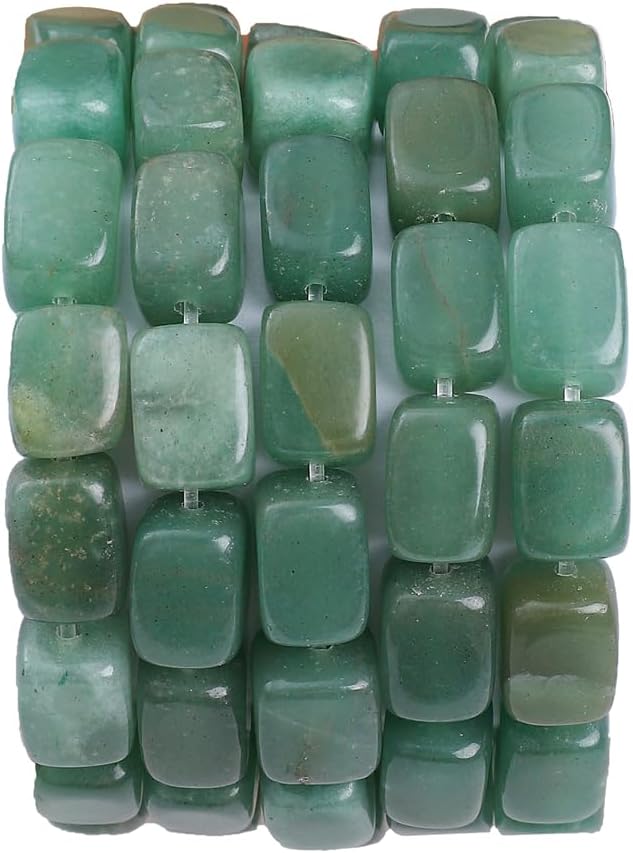 Natural Green Aventurine Cuboid Stone Loose Semi Gemstone Beads for Jewelry Making 8mmx12mm 38cm/Strand