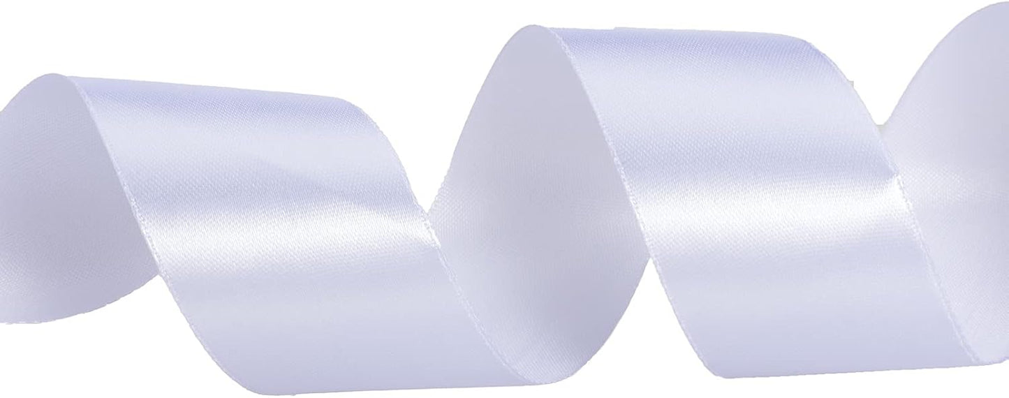 1 1/2 Inch White Solid Satin Ribbon, 50 Yards Craft Fabric Ribbon for Gift Wrapping Floral Bouquets Wedding Party Decoration
