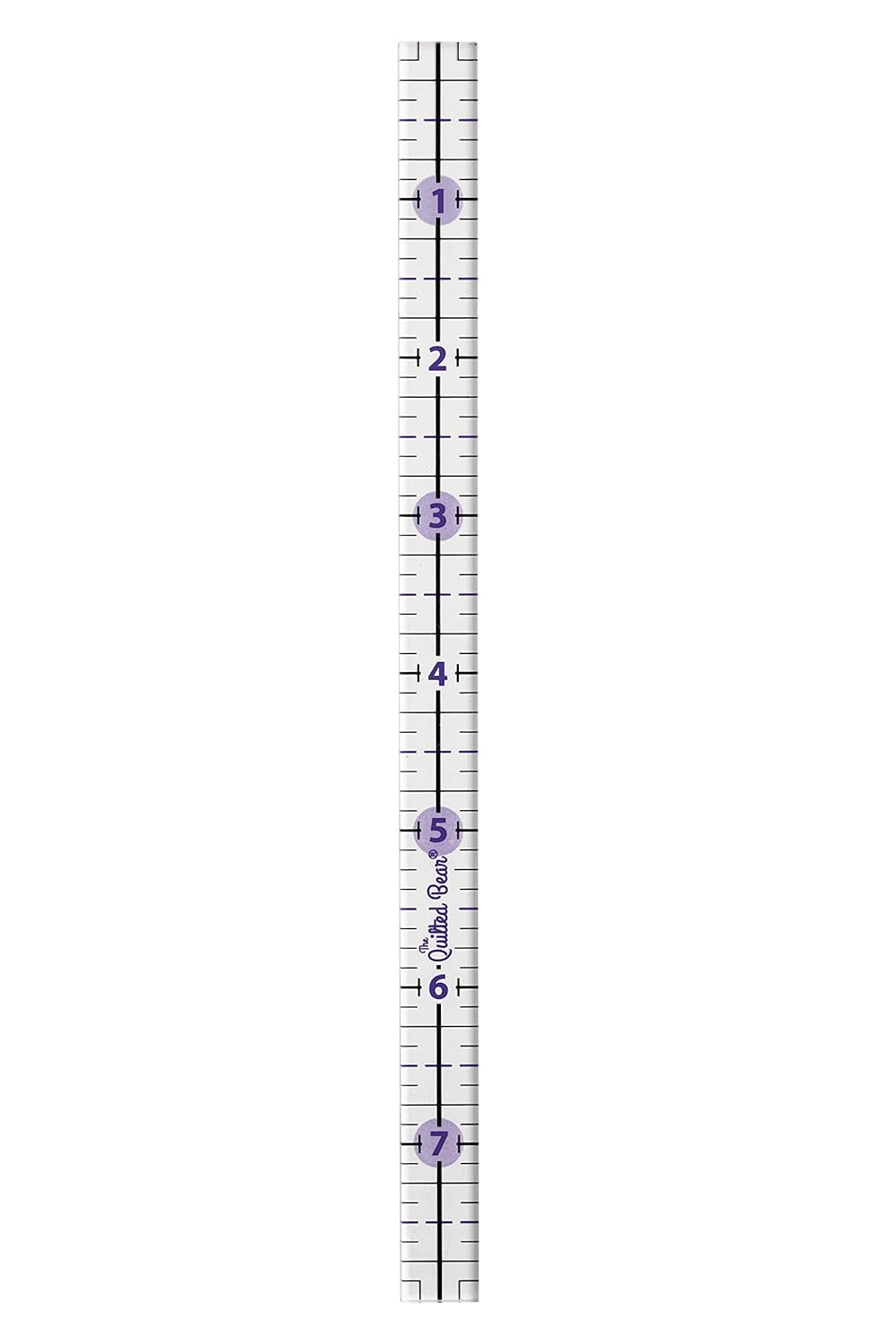 The Quilted Bear Quilting Rulers - Transparent Acrylic Non Slip Quilting, Patchwork & Sewing Ruler with Clear Black Lines & 30, 45 & 60 Degree Angles for Perfect Accuracy & Precision (0.5" x 8")