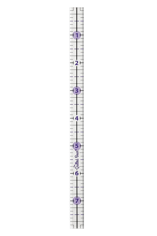 The Quilted Bear Quilting Rulers - Transparent Acrylic Non Slip Quilting, Patchwork & Sewing Ruler with Clear Black Lines & 30, 45 & 60 Degree Angles for Perfect Accuracy & Precision (0.5" x 8")