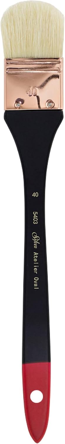 Silver Brush Limited 5403-40 Silver Atelier Oval Mottler Paintbrush for Oil, Acrylic, Watercolor, Gesso and Grounds, Varnish and Top Coat, Size 40, Xtra Long Handle