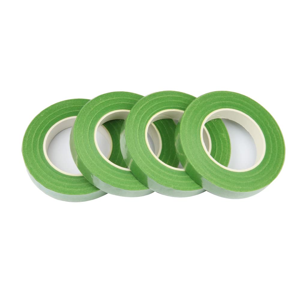 4 Rolls Floral Tape 1/2" Wide 30 Yards/Roll Floral Tapes for Bouquet Stem Wrap and Flowers Making Craft Projects (Light Green)