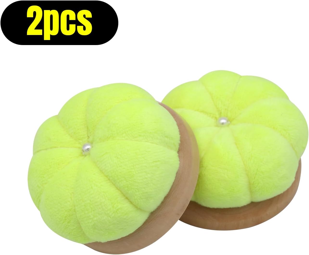 Uxney Pin Cushion,Wooden Sewing Pin Cushion Pincushion Needle Cushion for Sewing Quilting Needlework DIY Crafts(Fluorescent Yellow,2 PCS)