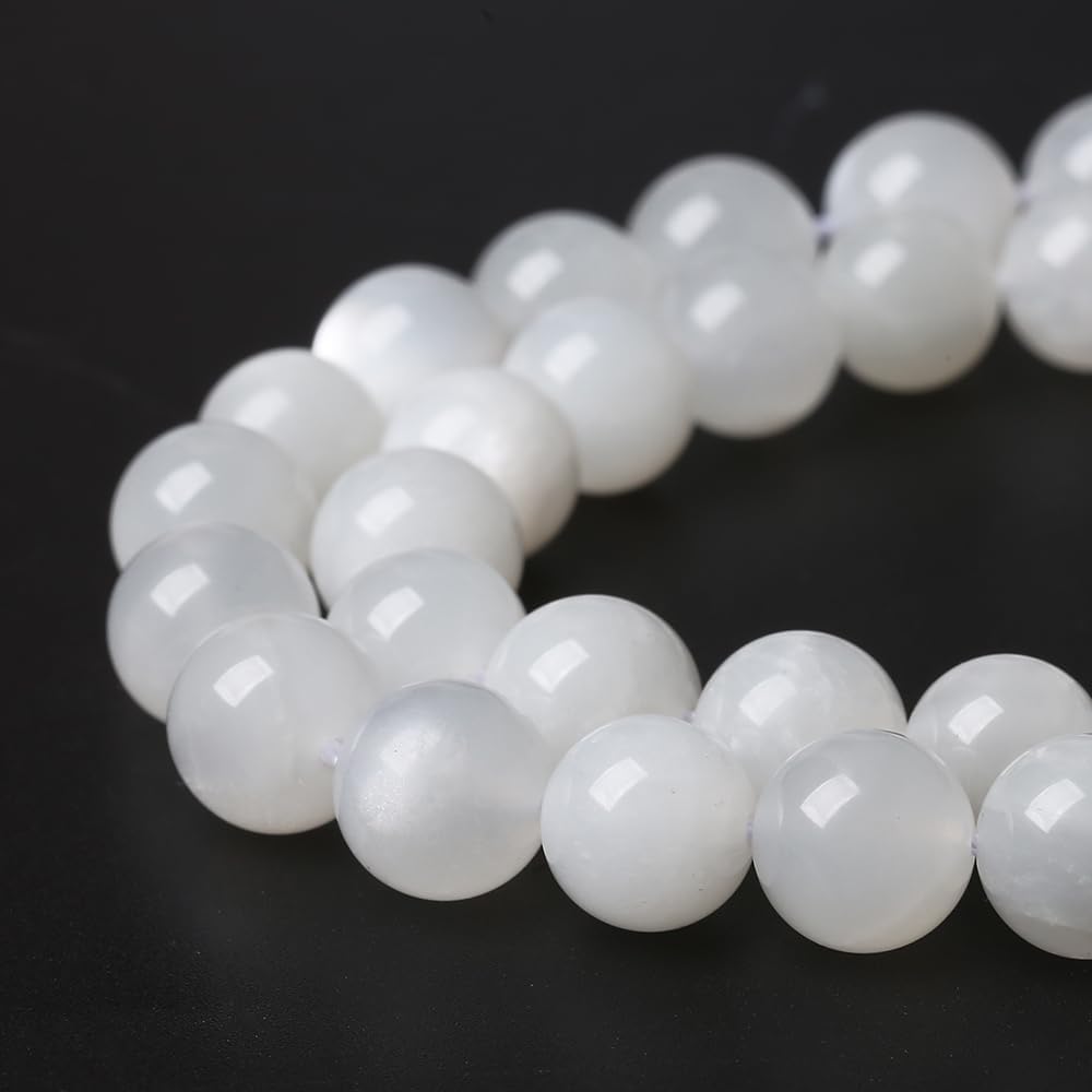 60pcs 6mm Natural White Moonstone Beads AAA Gemstone Round Loose Beads for Jewelry Making DIY Bracelets Necklaces Crystal Energy Healing Stone Beads 15" (6mm, White Moonstone)