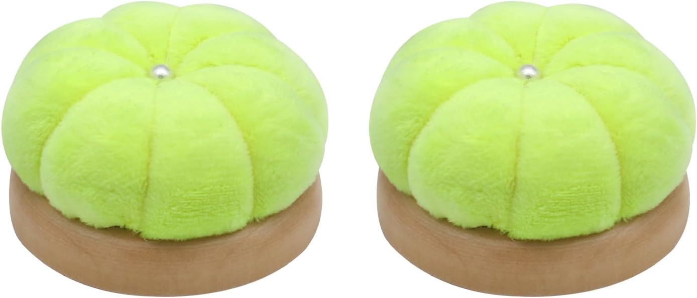 Uxney Pin Cushion,Wooden Sewing Pin Cushion Pincushion Needle Cushion for Sewing Quilting Needlework DIY Crafts(Fluorescent Yellow,2 PCS)