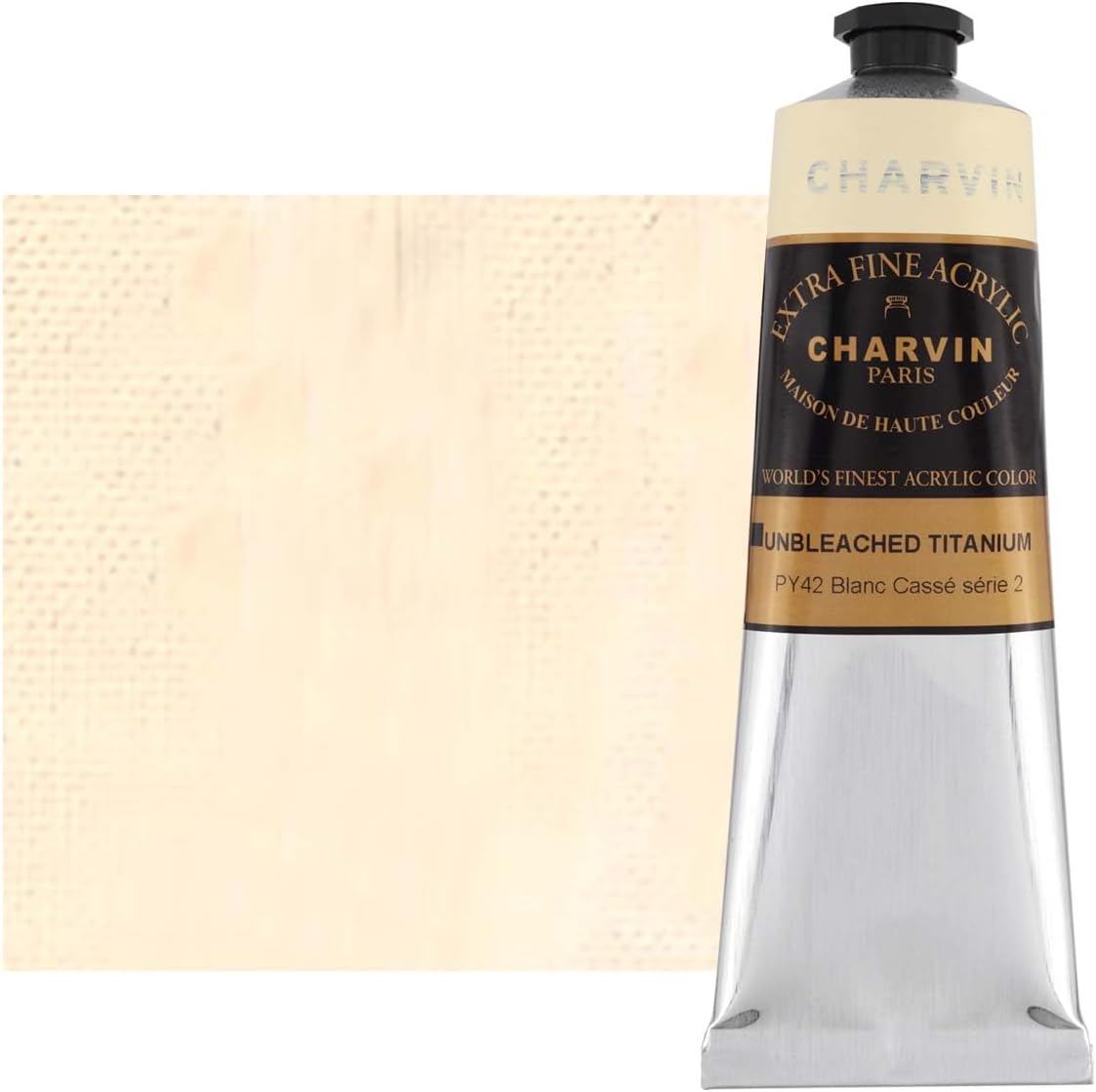 Charvin Extra Fine Professional Artist Acrylic Paint Colors, Nature Themed Hues, 150ml Unbleached Titanium