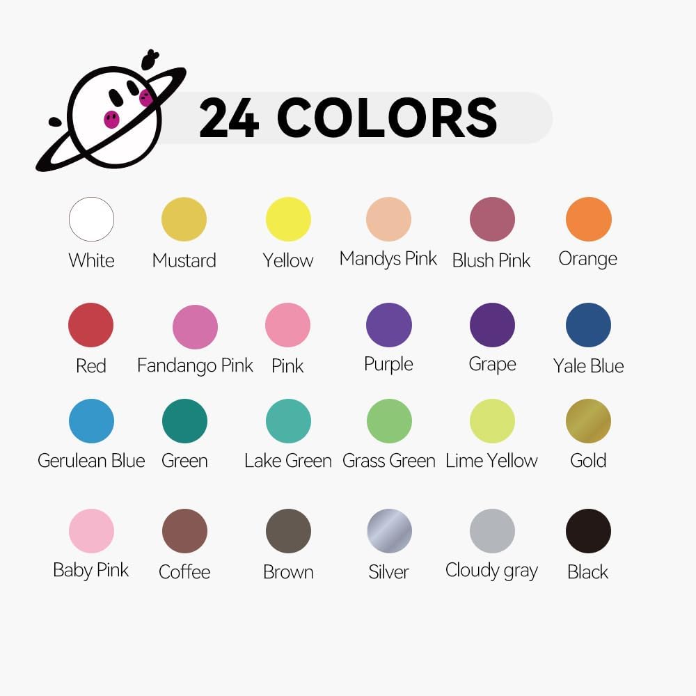 TRANSON 24 Colors Bold and Brush Dual-tip Acrylic Paint Marker Pen for Canvas Rock Wood Leather Ceramic DIY Painting