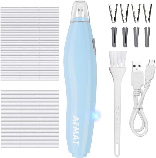 AFMAT EE04BL Electric Eraser, with 140 Refills, Rechargeable Pencil Eraser for Artist, Electric Erasers for Drafting, Drawing, Painting, Sketching, Architectural Plans, Detailer Tool-Light Blue