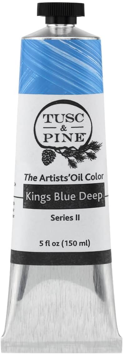 Tusc & Pine Artist Oil Paint - Kings Blue Deep, 150 ml, Non-Yellowing, Rich & Creamy Consistency, Maximum Pigment Load, Small Batch Milled Oil Paints Made in the USA for Professional Artists