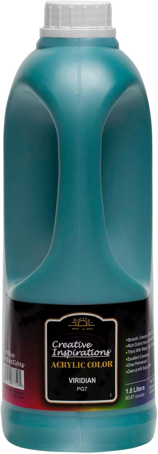 Creative Inspirations Acrylic Paint - Viridian - 1.8 Liter - Smooth & Creamy Consistency, Vibrant Pigmentation, Great Coverage for Artists - Clean Up with Soap & Water