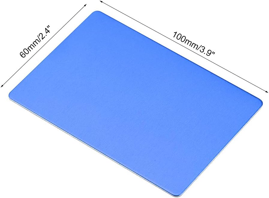 uxcell Blank Metal Card 100x60x0.8mm Anodized Aluminum Plate for DIY Laser Printing Engraving Blue 5 Pcs