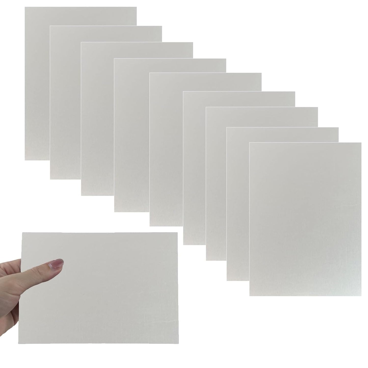 10Pcs Silver Anodized Aluminum Sheet 5" x 7" x 1/32" (0.8mm) Corrosion-Resistant Metal Plates for Laser Engraving, DIY Crafting, Sign Making, Home Decor