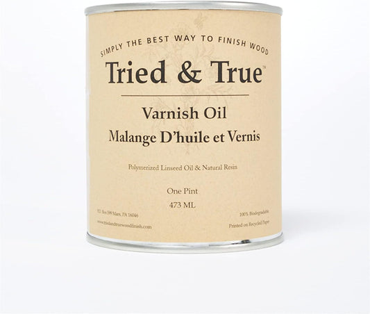 Tried & True Superior Varnish Oil Wood Finish, Pint - Natural Pine Resin & Linseed Oil, Ideal for Interior Furniture, Tables, Countertops - Non-Toxic, Scratch Resistant & Durable
