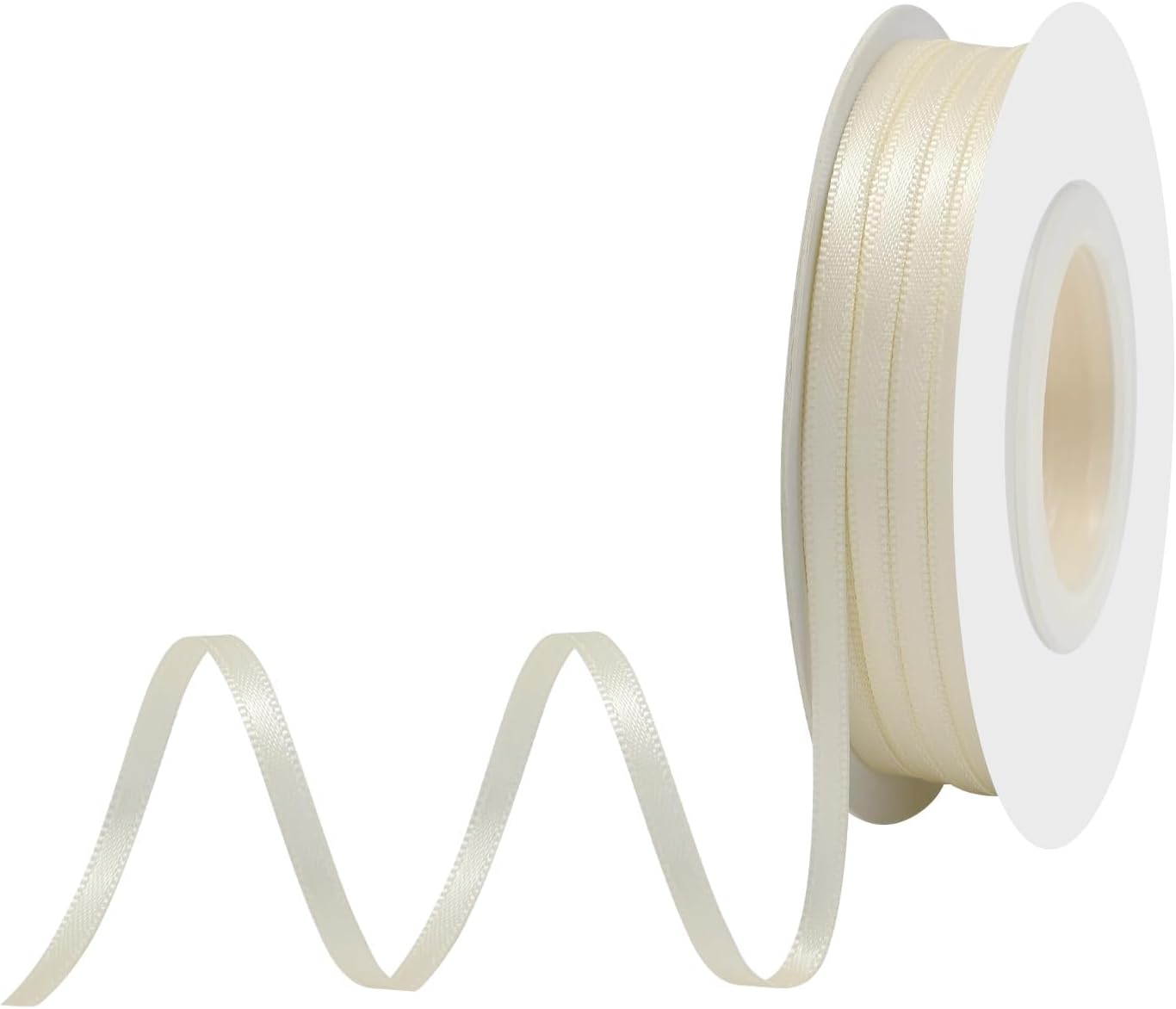 Ivory Satin Ribbon 1/8" X 50 Yards Solid Color Double Faced Ribbons Perfect for Crafts Wedding Decor Bow Making Arts Sewing and More