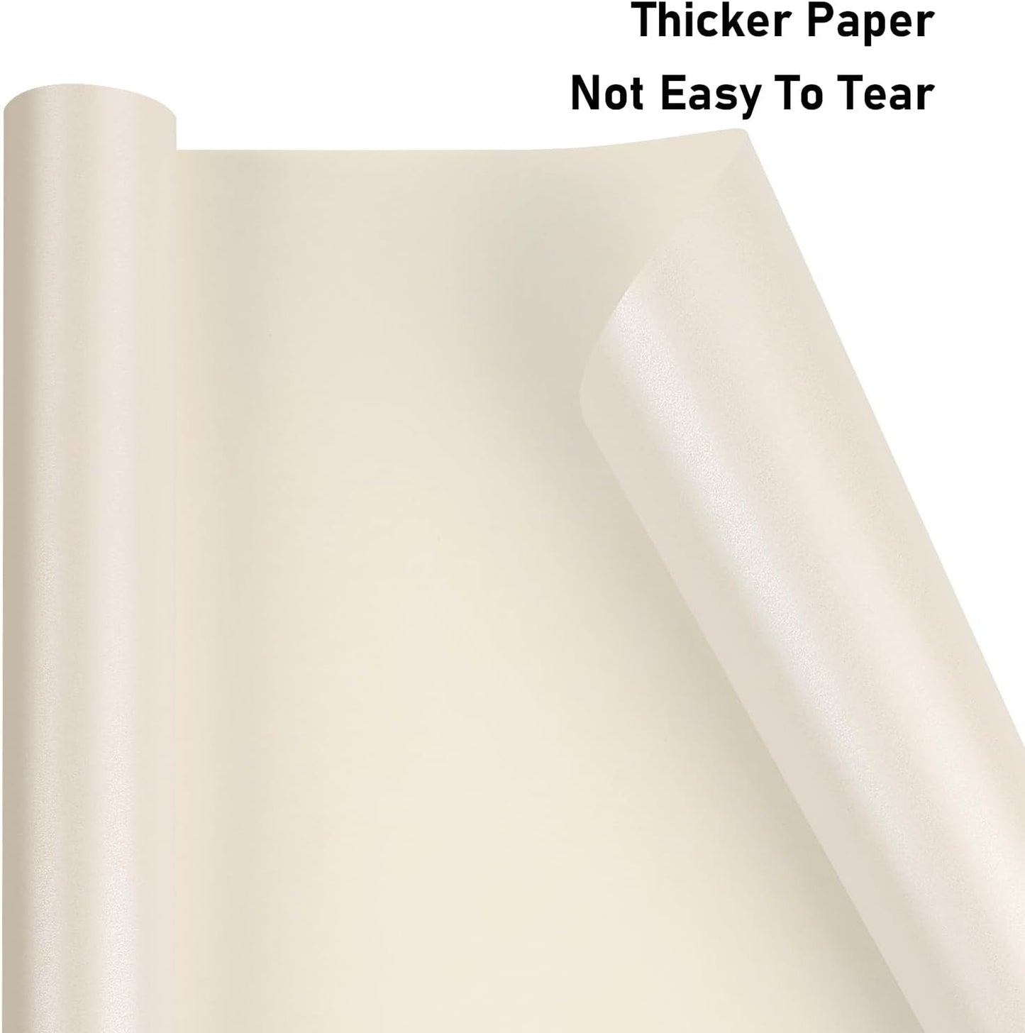 NESCCI Off white Matte Wrapping Paper,Solid Color Pearly-Lustre Paper-3 Roll,17 Inches X 32.8 Feet Per roll.Gift Wrapping Paper,Perfect for Wedding,Birthday, Christmas,DIY Bouquet