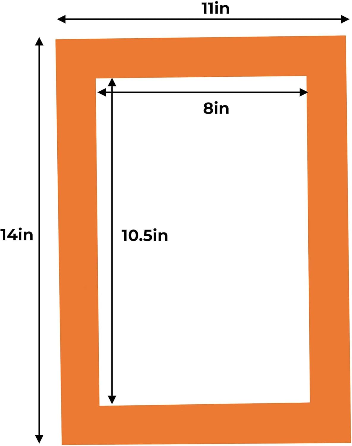 11x14 Mat for 8.5x11 Photo - Precut Orange Picture Matboard for Frames Measuring 11 x 14 Inches - Bevel Cut Matte to Display Art Measuring 8.5 x 11 Inches - Acid Free Pack of 100 MATS