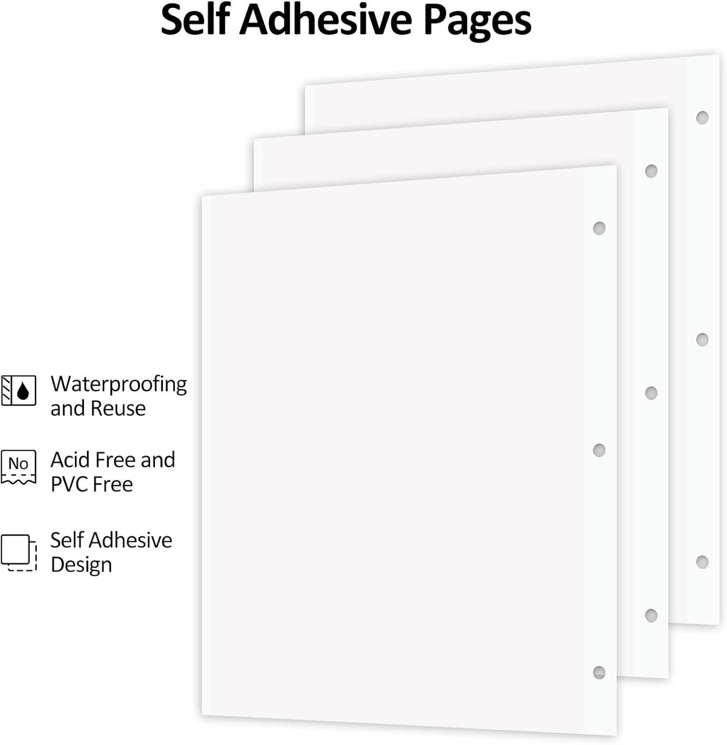 Zesthouse Photo Album Refill Pages for 3 Ring (10 Pack), 18 in Photo Albums Self Adhesive Pages Holds 12x12 8x10 5x7 4x6 2x3 Photos or Recipe Cards