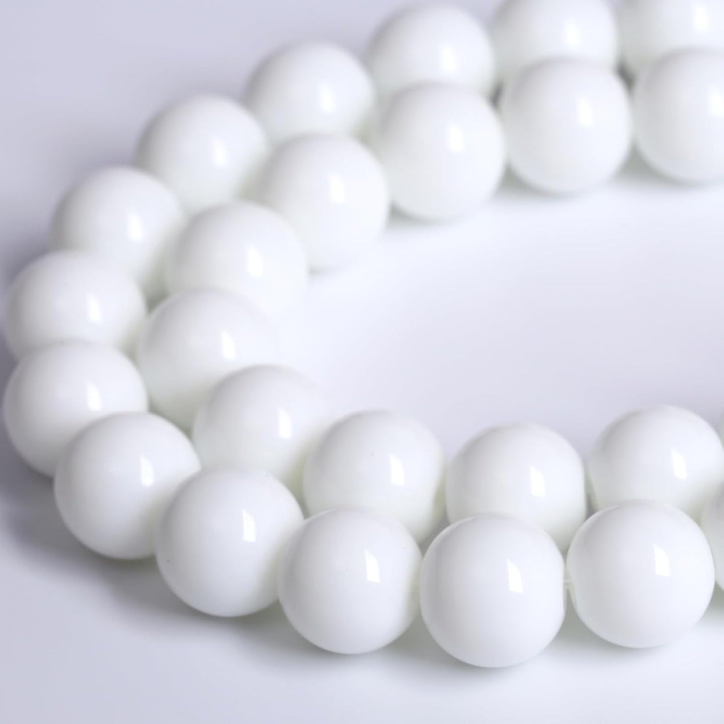 8MM Natural Stone White Porcelain Agate Beads Round Loose Stone Beads for Jewelry and Bracelets Making 90pcs 2 Strands 32"