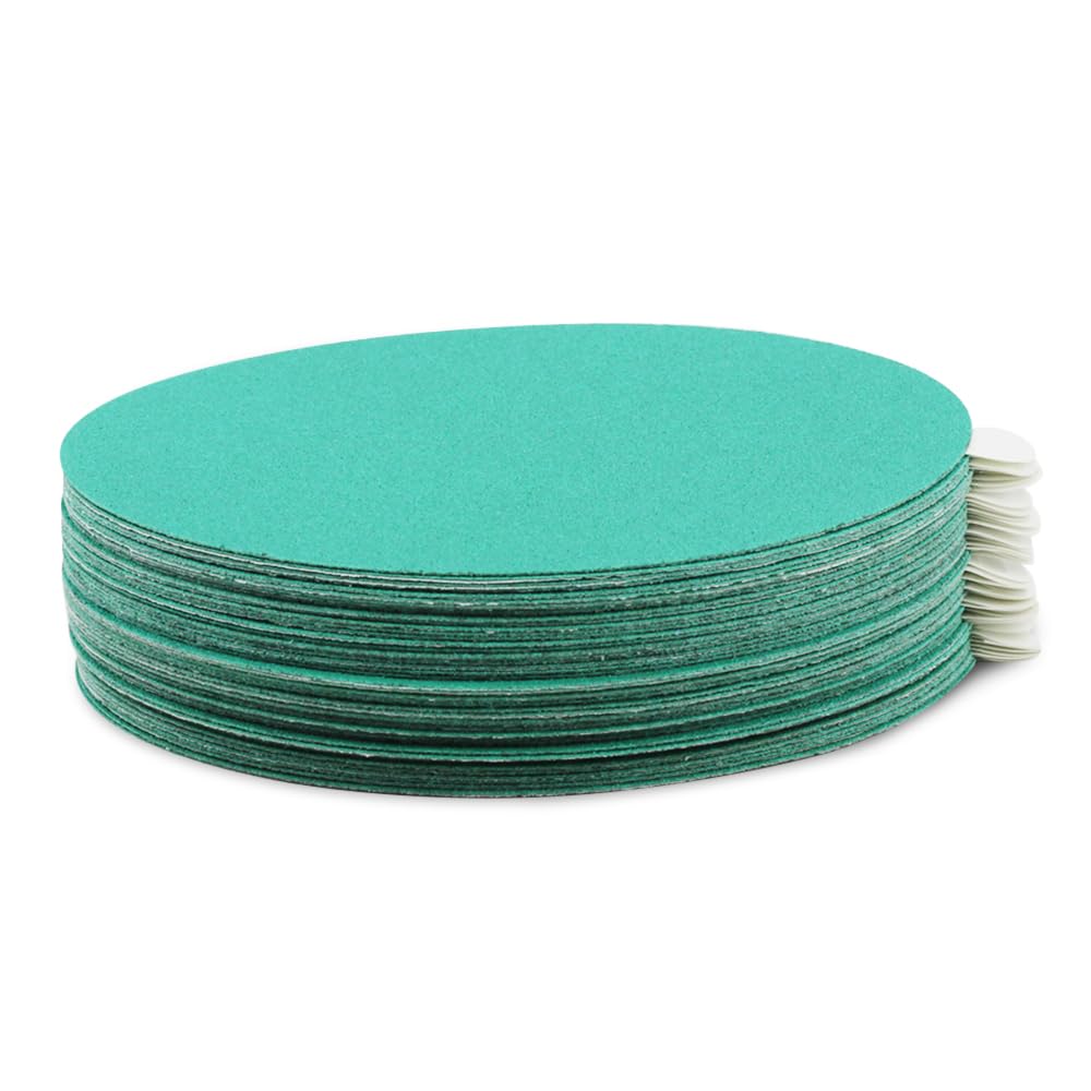 BHA 5” Green Film PSA Self Adhesive Sanding Discs - 50 Pack - Wet/Dry, Sticky Back, Premium Aluminum Oxide for Long-Lasting, Low-Dust & Load Resistant Sanding and Surface Finishing - 400 Grits