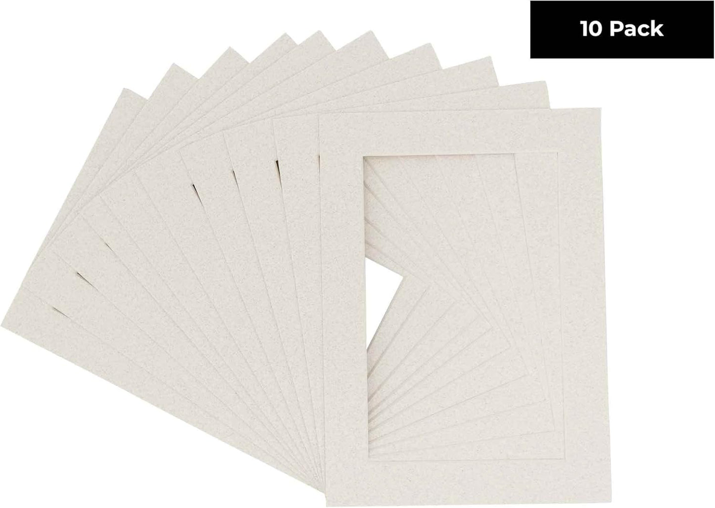 Pack of Ten Acid Free 8.5x11 Mats Bevel Cut for 7x9 Photos - Oyster Shell White Precut Matboards With Backing Boards and Self Seal Photo Mat Bags For Pictures, Photos, Framing - 4-ply Thickness