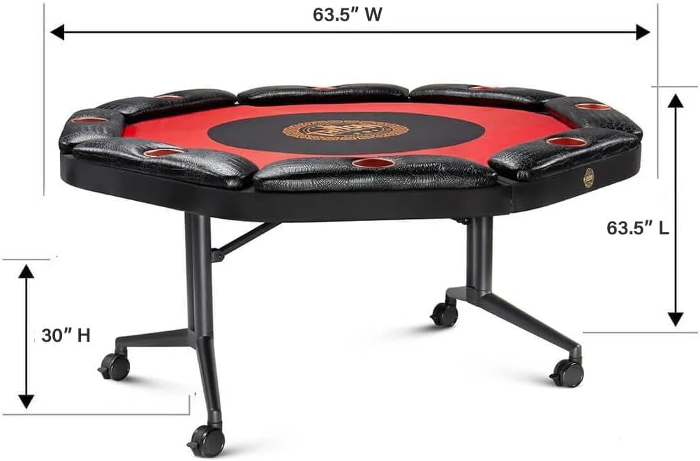 Triton Premium Poker Table for 8 Players - Foldable and Long-Lasting Poker Table, Luxurious Vegas Style Casino Experience at Home