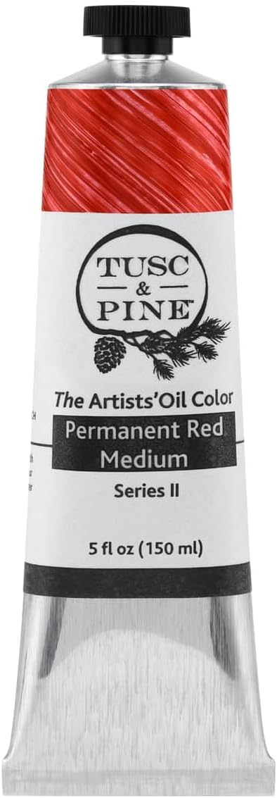 Tusc & Pine Artist Oil Paint - Permanent Red Medium, 150 ml, Non-Yellowing, Rich & Creamy Consistency, Maximum Pigment Load, Small Batch Milled Oil Paints Made in the USA for Professional Artists