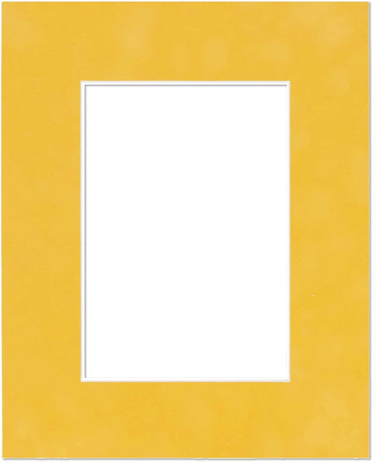 8.5x11 Mat Bevel Cut for 7x9 Photos - Acid Free Sunrise Yellow Suede Precut Matboard - For Pictures, Photos, Framing - 4-ply Thickness