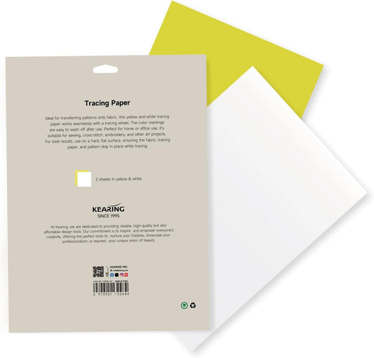 Kearing Dressmakers Tracing Paper Yellow/White Large Sized 82x57cm(32" x 22") Tracing Paper for Sewing, Fashion Design, Embroidery Tracing