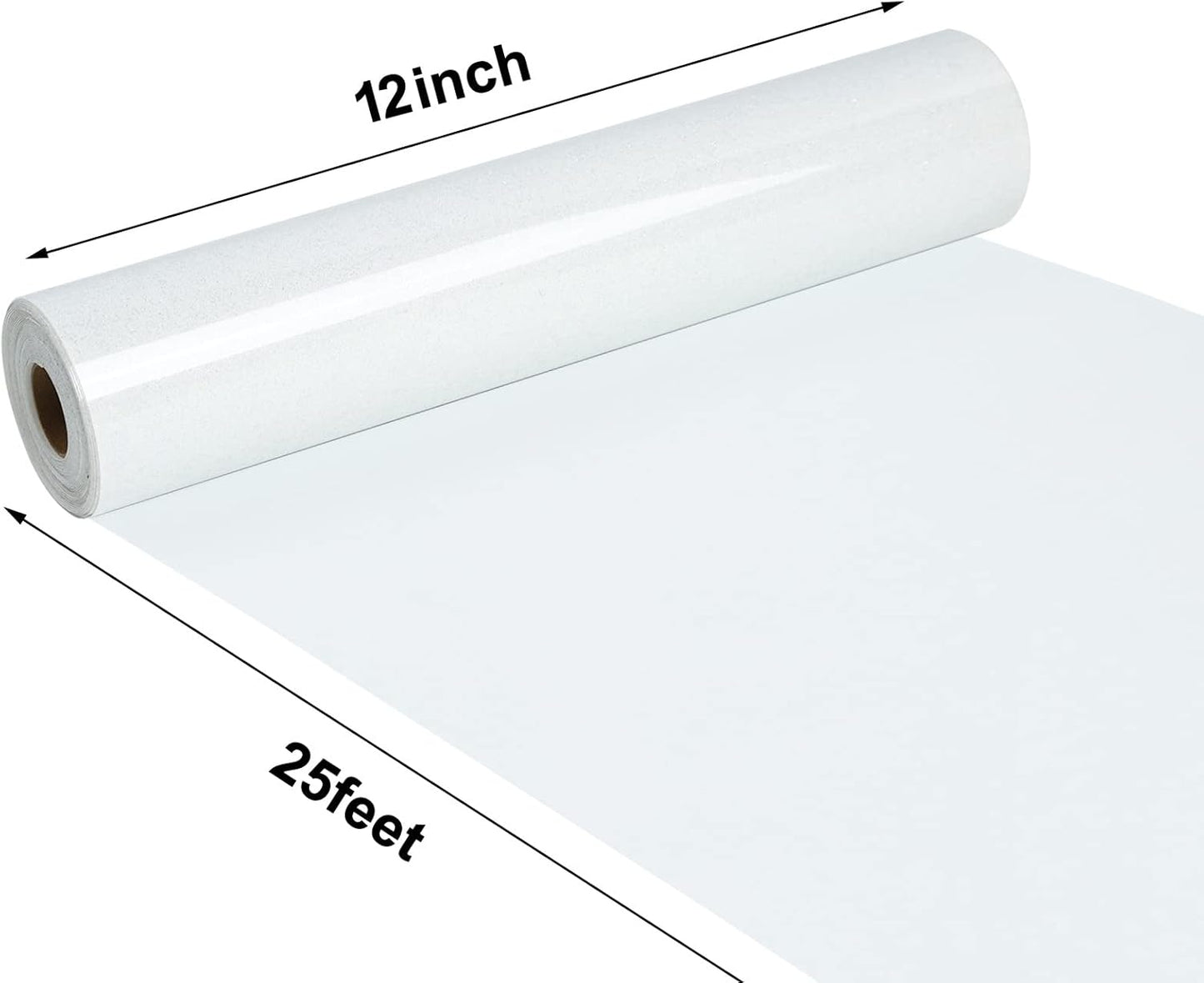 FUNKAKA Glitter White HTV Heat Transfer Vinyl Rolls, 12" x 25ft PU Iron on Vinyl for T-Shirt White Glitter HTV Vinyl for All Cutter Machines Easy to Cut & Weed for Heat Vinyl Design