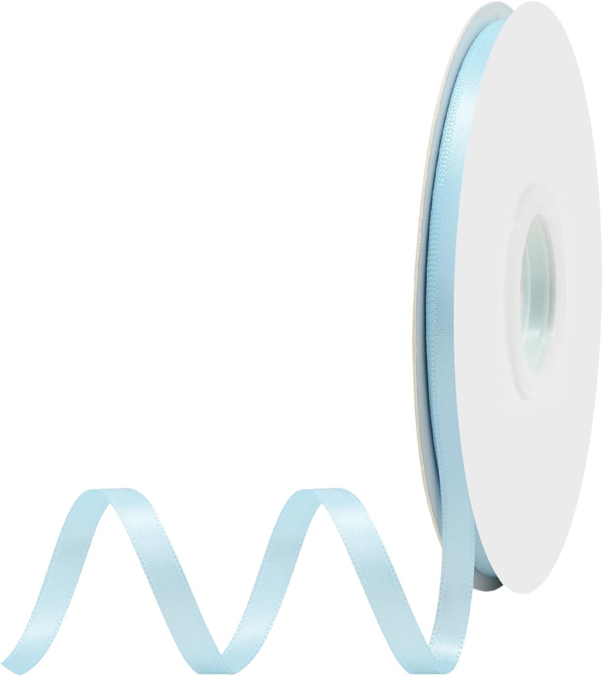 Lt.Blue Satin Ribbon 1/4" X 50 Yards Solid Color Double Faced Ribbons Perfect for Crafts Wedding Decor Bow Making Arts Sewing and More