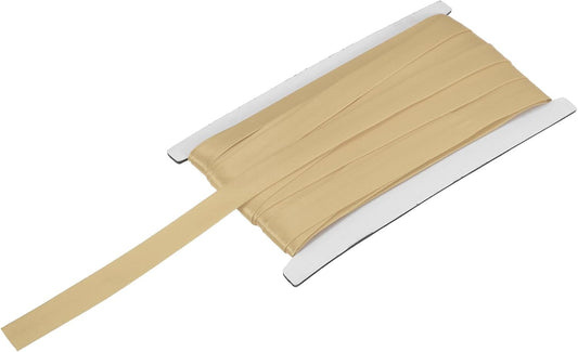 MECCANIXITY Double Fold Bias Tape for Sewing 5/8 Inch x 12 Yards Satin Pre-fold Continuous Binding Tape for Seaming Quilting Hemming Binding DIY Crafts, Light Brown