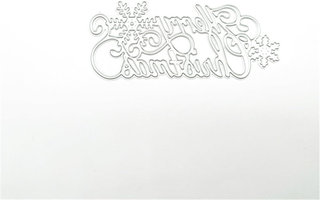 Mvchifay Cutting Dies Happy Birthday Metal Stencils Scrapbooking Tool DIY Emboss Paper Card Making (Merry christmas-10x4.2cm)