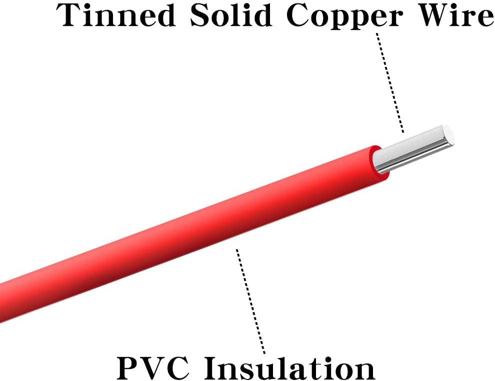 BNTECHGO 18 Gauge PVC 1007 Solid Electric Wire Red and Black Each 100 ft 18 AWG 1007 Hook Up Tinned Copper Wire