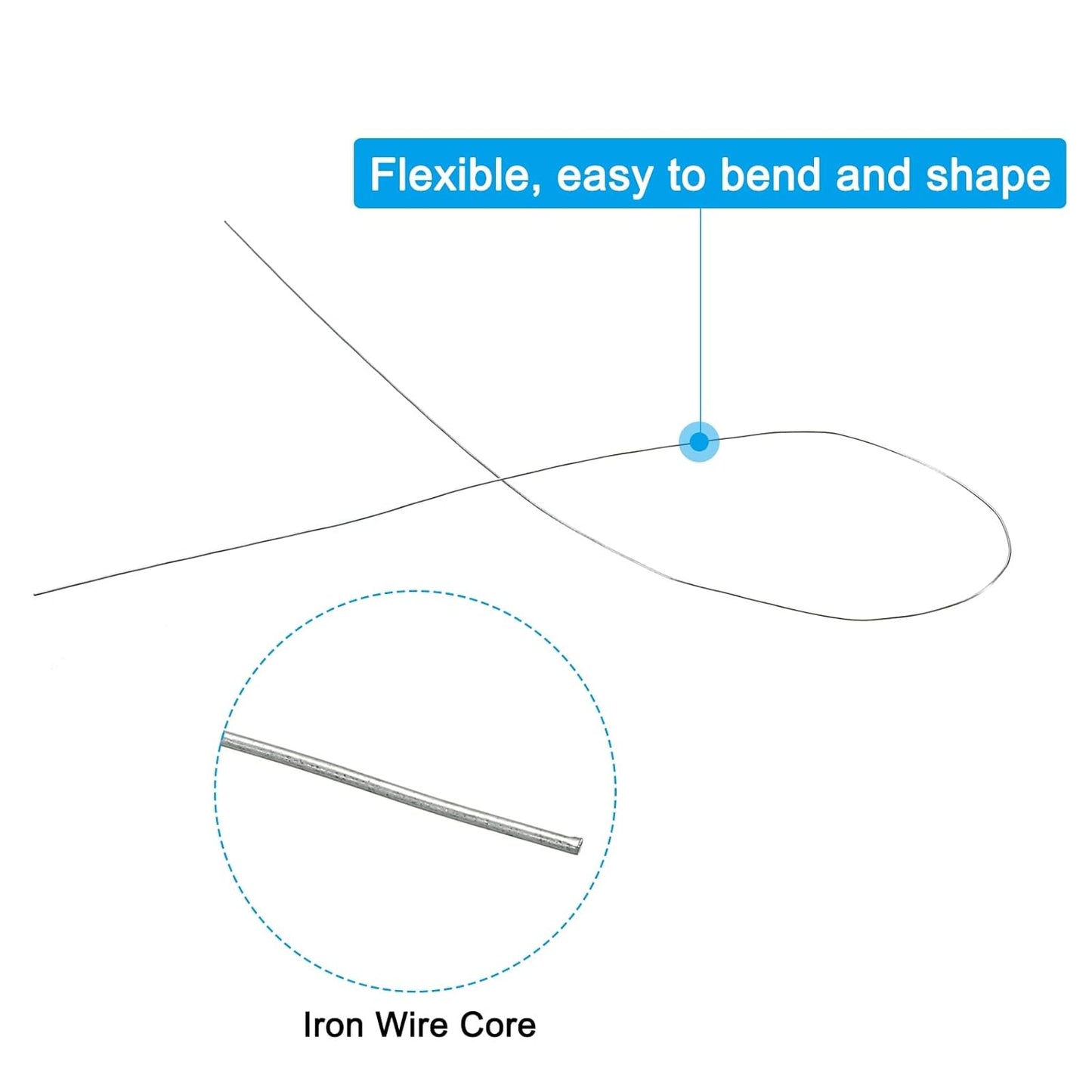 PATIKIL 22 Gauge 16" Floral Stem Wire, 100 Pcs Paper Wrapped Iron Artificial Flower Stem Accessories for DIY Bouquet Stem and Craft Decoration, Silver