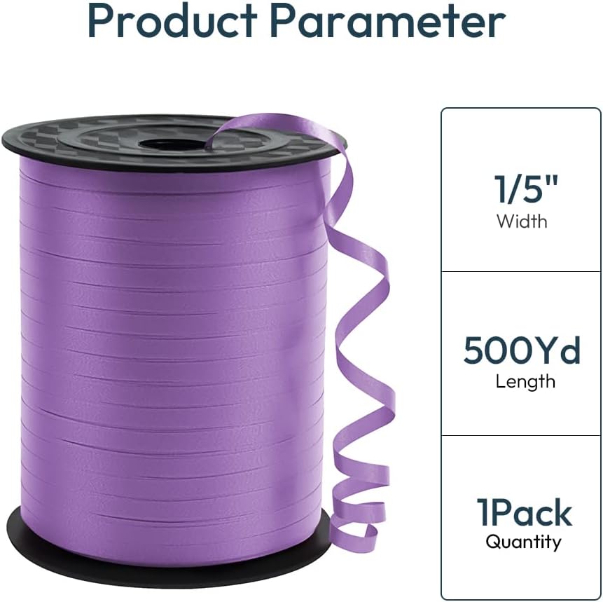 KMER LIFE Premium Light Purple Curling Ribbon, 1/5" Wide x 500 Yards Christmas Curling Ribbons for Gift Wrapping, Party Decoration, Balloon String, Ribbons for Florist Flower (1 Roll)