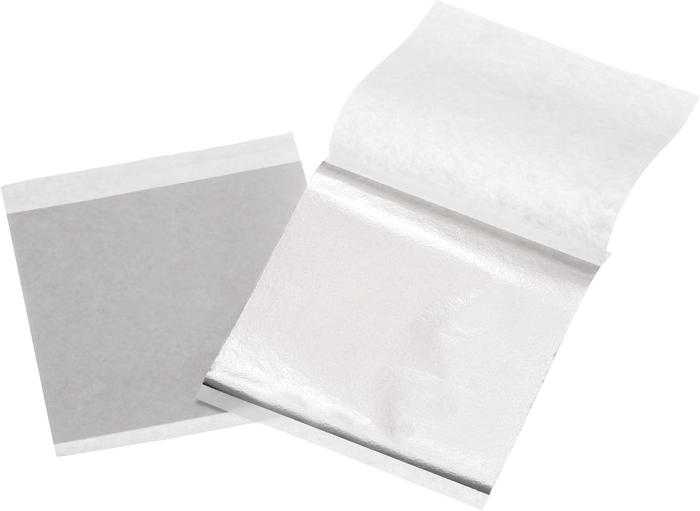 uxcell 100pcs Leaf Sheets, 3.5" x 3.5" Foil Sheets Paper Sheets for DIY Crafts Painting Nails Resin Furniture Decoration(Light Champagne Silver)