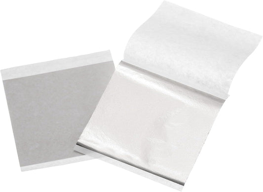 uxcell 100pcs Leaf Sheets, 3.5" x 3.5" Foil Sheets Paper Sheets for DIY Crafts Painting Nails Resin Furniture Decoration(Light Champagne Silver)