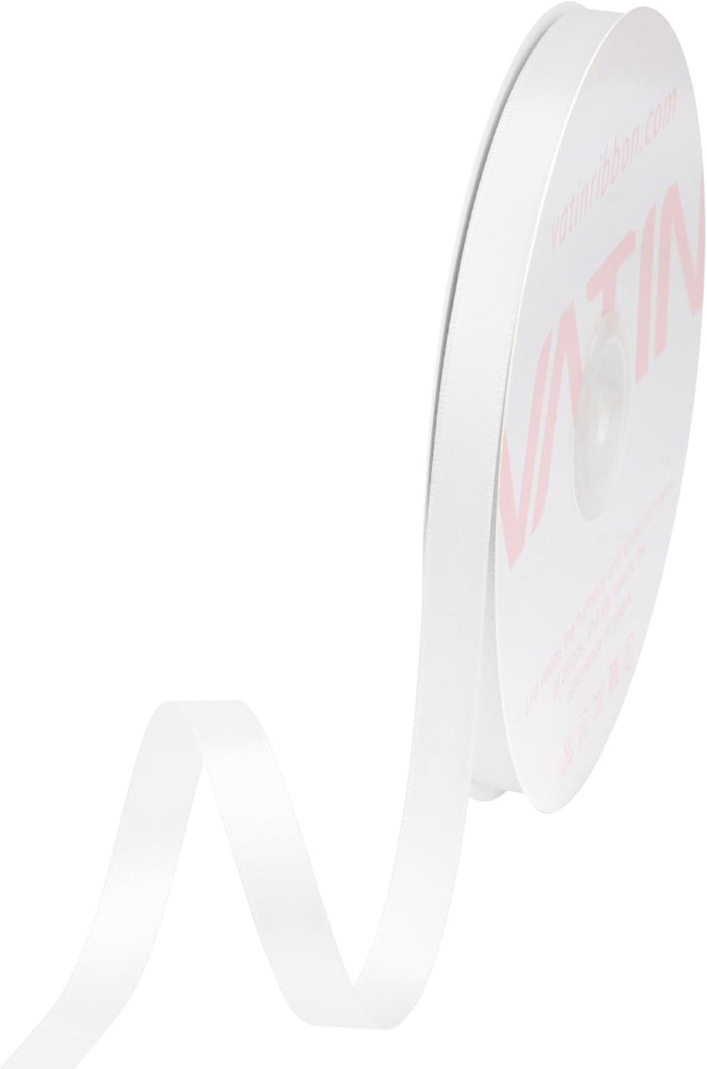 VATIN 3/8 inches Double Faced White Polyester Satin Ribbon - 50 Yards for Gift Wrapping Ornaments Party Favor Braids Baby Shower Decoration Floral Arrangement Craft Supplies