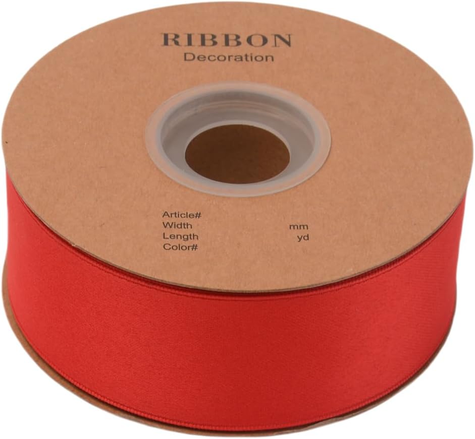 Double Side Satin Ribbon, Continuous 20 Yards,Use for Craft Bows Bouquet, Gift Wrapping, Wedding Decoration, Floral Arrangement (Red, 1-1/2 inch)