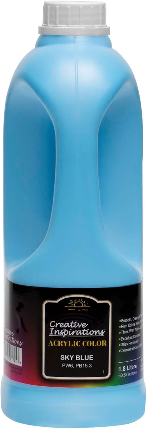 Creative Inspirations Acrylic Paint - Sky Blue - 1.8 Liter - Smooth & Creamy Consistency, Vibrant Pigmentation, Great Coverage for Artists - Clean Up with Soap & Water