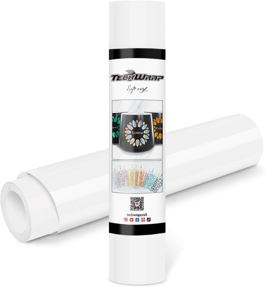 TECKWRAP Permanent Adhesive Vinyl 12" x 10ft, Glossy White